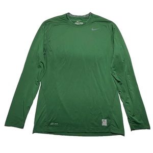 Nike Pro Combat Athletic Shirt Mens Medium Long Sleeve Crew Neck Fitted Green